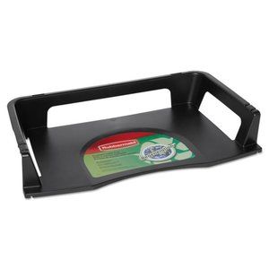 Set of 3: Rubbermaid Regeneration Letter Trays, Black Plastic, Stacking